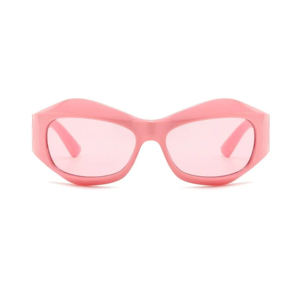 Women Sunglasses Pink Lens Fashion Designer Running Wrap Around Thick Frame New
